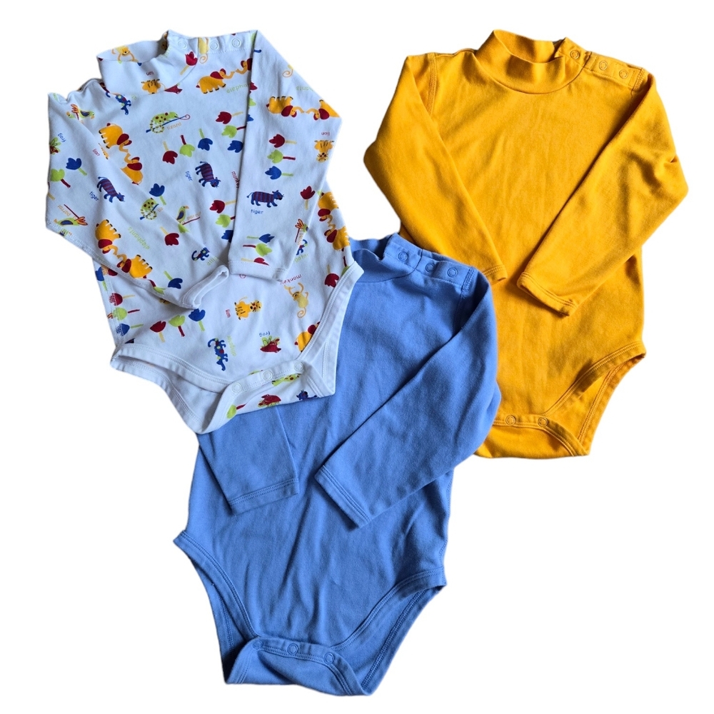 Set of 3 Hanna Andersson colorful long sleeved bodysuit onesies